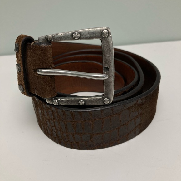 John Varvatos Croc Embossed Leather Belt. Size 36 - Picture 3 of 8
